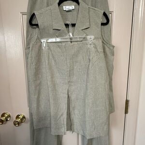 Light Gray Sleeveless Pantsuit and Skirt
